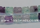 CFL305 15.5 inches 8*10mm carved column natural fluorite beads