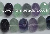 CFL315 15.5 inches 10*16mm faceted rondelle natural fluorite beads