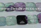 CFL319 15.5 inches 14*14mm faceted square natural fluorite beads