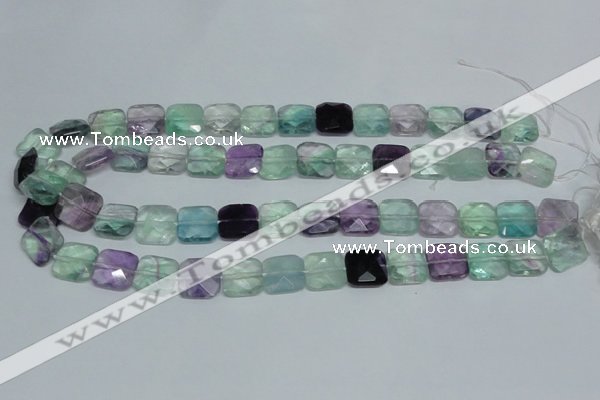 CFL319 15.5 inches 14*14mm faceted square natural fluorite beads