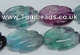 CFL321 15.5 inches 16*24mm carved oval natural fluorite beads