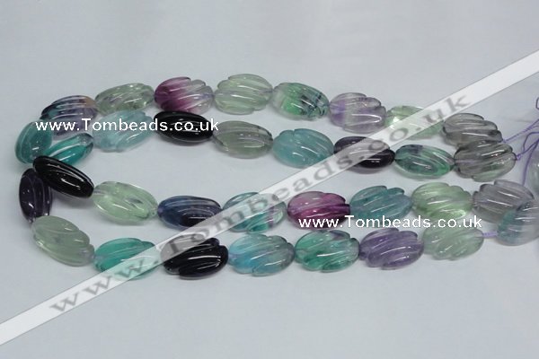 CFL321 15.5 inches 16*24mm carved oval natural fluorite beads