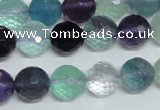 CFL326 15.5 inches 12mm faceted round natural fluorite beads