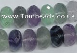 CFL341 15.5 inches 10*14mm faceted rondelle natural fluorite beads