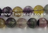 CFL405 15.5 inches 12mm faceted round rainbow fluorite beads