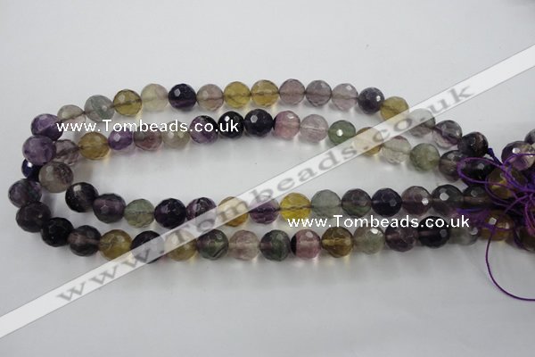 CFL405 15.5 inches 12mm faceted round rainbow fluorite beads