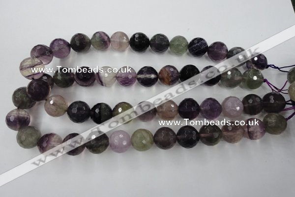 CFL407 15.5 inches 16mm faceted round rainbow fluorite beads