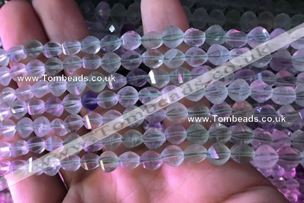 CFL416 15.5 inches 6mm faceted nuggets fluorite gemstone beads