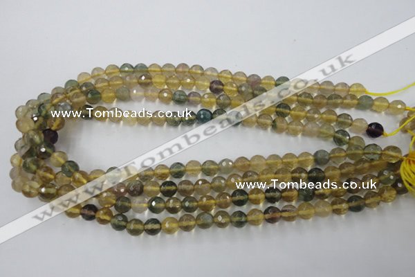 CFL453 15.5 inches 8mm faceted round rainbow fluorite beads