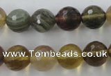 CFL455 15.5 inches 12mm faceted round rainbow fluorite beads