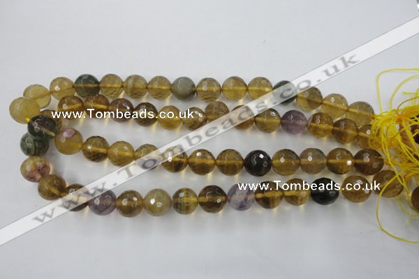 CFL456 15.5 inches 14mm faceted round rainbow fluorite beads