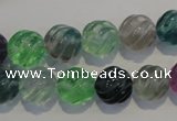 CFL457 15.5 inches 12mm carved round natural fluorite beads