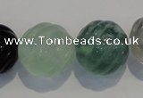 CFL461 15.5 inches 20mm carved round natural fluorite beads