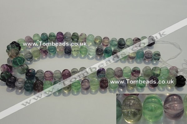 CFL468 15.5 inches 10*14mm pumpkin natural fluorite beads