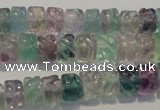 CFL471 15.5 inches 6*8mm carved rondelle natural fluorite beads