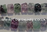 CFL472 15.5 inches 8*10mm carved rondelle natural fluorite beads