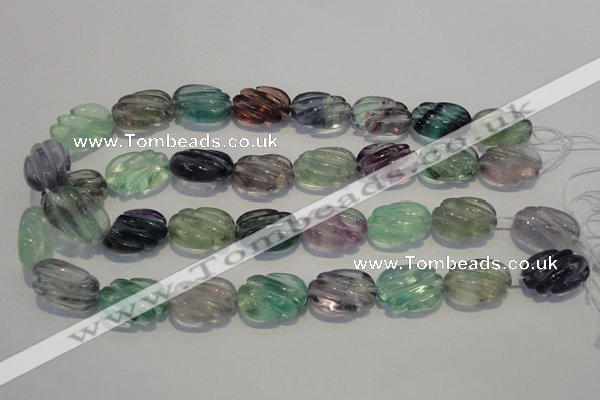 CFL495 15.5 inches 16*24mm carved oval natural fluorite beads