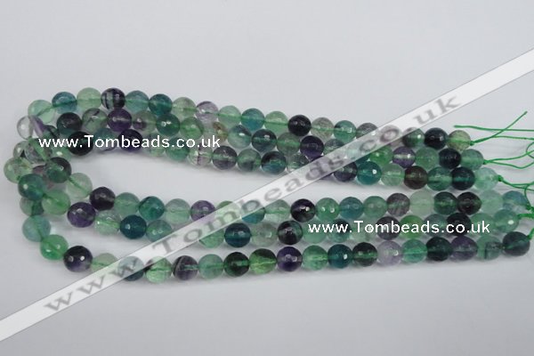 CFL53 15.5 inches 10mm faceted round AB grade natural fluorite beads