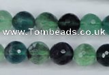 CFL54 15.5 inches 12mm faceted round AB grade natural fluorite beads