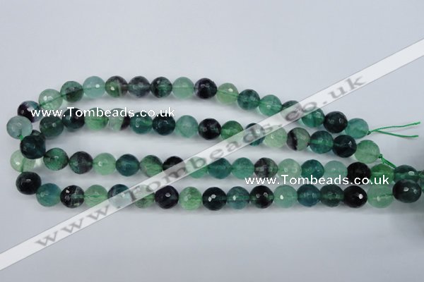 CFL54 15.5 inches 12mm faceted round AB grade natural fluorite beads