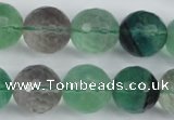 CFL56 15.5 inches 16mm faceted round AB grade natural fluorite beads