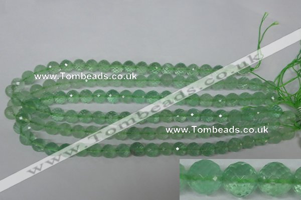 CFL623 15.5 inches 10mm faceted round green fluorite beads wholesale