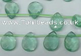 CFL650 Top-drilled 10*14mm faceted briolette green fluorite beads