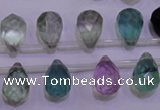 CFL709 Top-drilled 10*14mm faceted teardrop natural fluorite beads