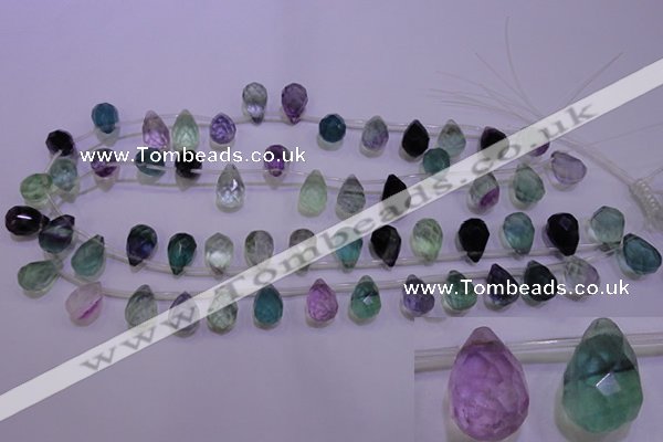 CFL709 Top-drilled 10*14mm faceted teardrop natural fluorite beads