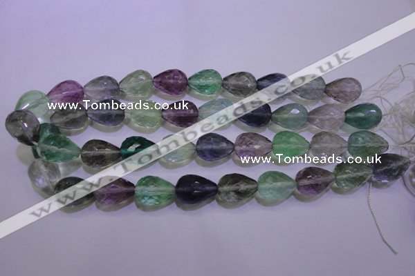 CFL715 15.5 inches 15*20mm faceted teardrop natural fluorite beads