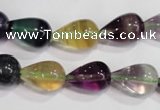 CFL765 15.5 inches 8*12mm teardrop rainbow fluorite gemstone beads