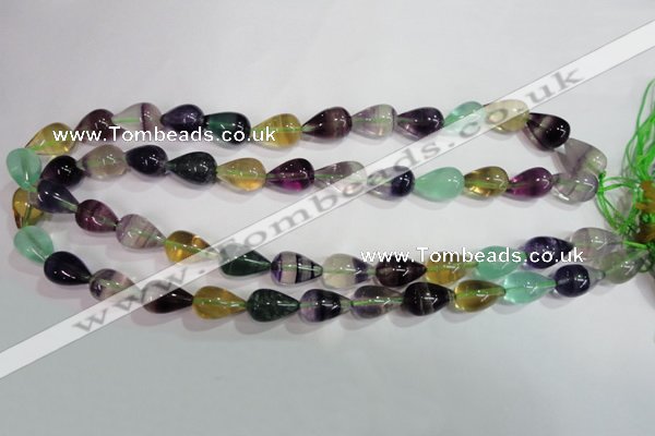 CFL765 15.5 inches 8*12mm teardrop rainbow fluorite gemstone beads