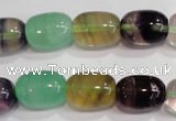 CFL771 15.5 inches 10*14mm drum rainbow fluorite gemstone beads