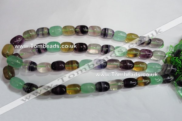 CFL771 15.5 inches 10*14mm drum rainbow fluorite gemstone beads