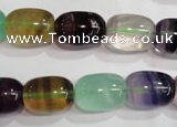 CFL772 15.5 inches 12*16mm drum rainbow fluorite gemstone beads