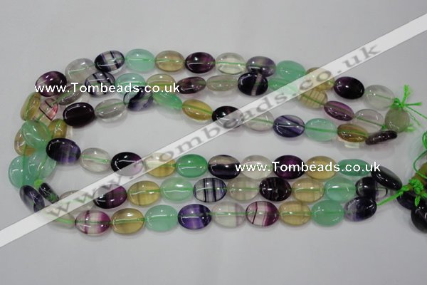 CFL775 15.5 inches 10*14mm oval rainbow fluorite gemstone beads