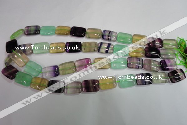 CFL795 15.5 inches 15*20mm rectangle rainbow fluorite gemstone beads