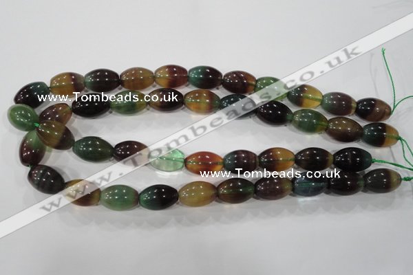 CFL814 15.5 inches 12*18mm rice rainbow fluorite gemstone beads