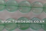 CFL864 15.5 inches 15mm flat round green fluorite gemstone beads