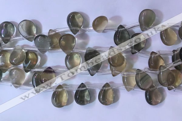 CFL963 Top drilled 10*14mm flat teardrop natural fluorite beads