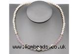 CFN100 potato white freshwater pearl & rose quartz necklace, 16 - 24 inches