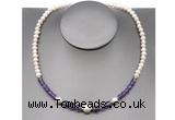 CFN101 potato white freshwater pearl & amethyst necklace, 16 - 24 inches