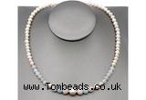 CFN102 potato white freshwater pearl & morganite necklace, 16 - 24 inches