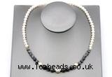 CFN124 potato white freshwater pearl & black labradorite necklace, 16 - 24 inches