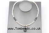 CFN159 baroque white freshwater pearl & labradorite necklace with pendant