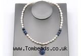 CFN165 baroque white freshwater pearl & dumortierite necklace with pendant