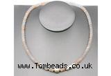 CFN201 4*6mm faceted rondelle pink aventurine & potato white freshwater pearl necklace