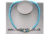 CFN203 4*6mm faceted rondelle turquoise & potato white freshwater pearl necklace