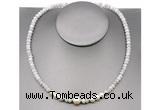 CFN204 4*6mm faceted rondelle white crazy lace agate & potato white freshwater pearl necklace