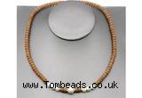 CFN210 4*6mm faceted rondelle wooden jasper & potato white freshwater pearl necklace